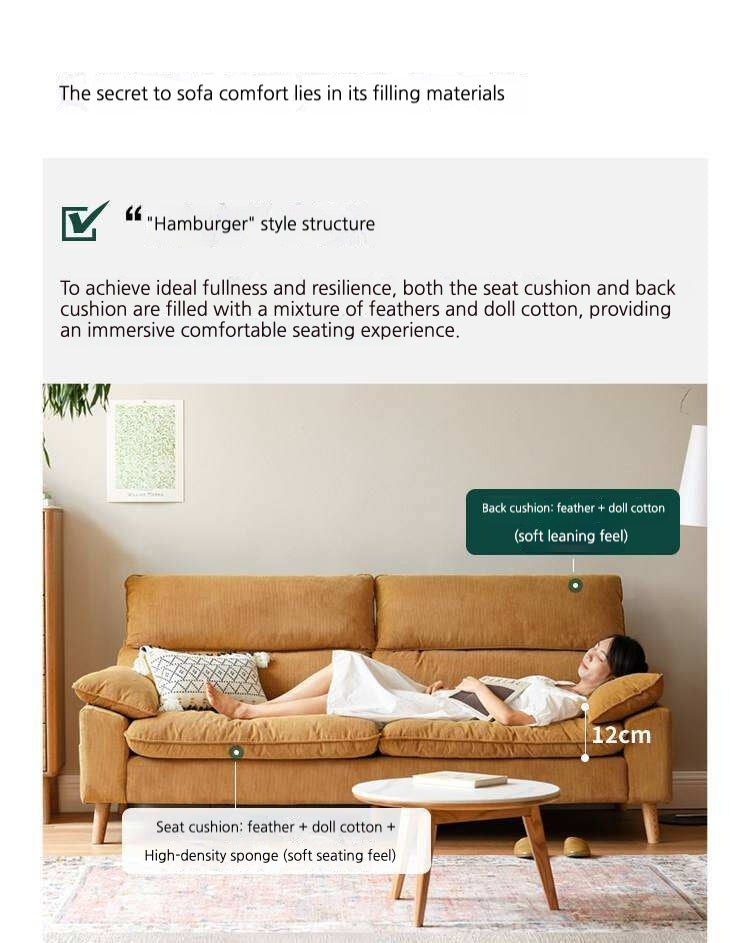 Fabric High Back Straight Sofa Modern