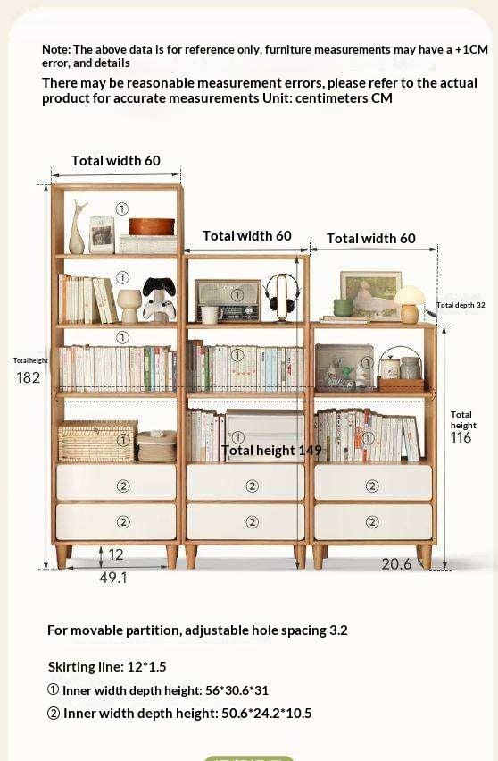 Oak, Solid Rubberwood Modern Storage Bookcase
