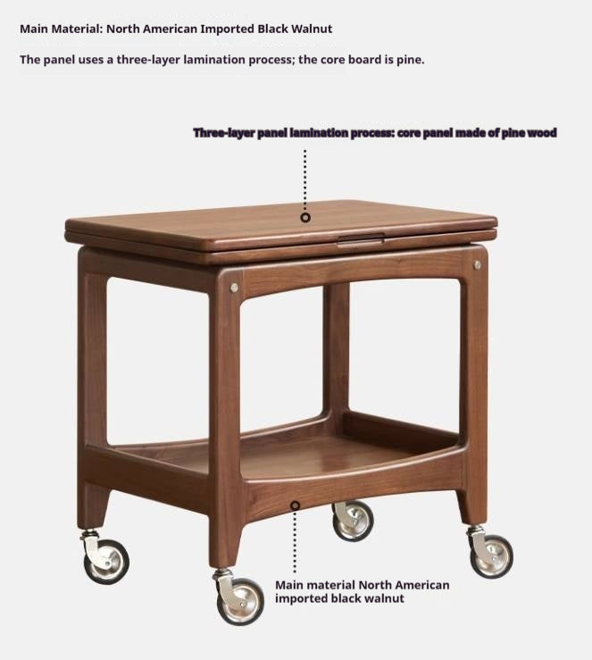 Black Walnut Solid Wood Movable Folding Modern Side Table