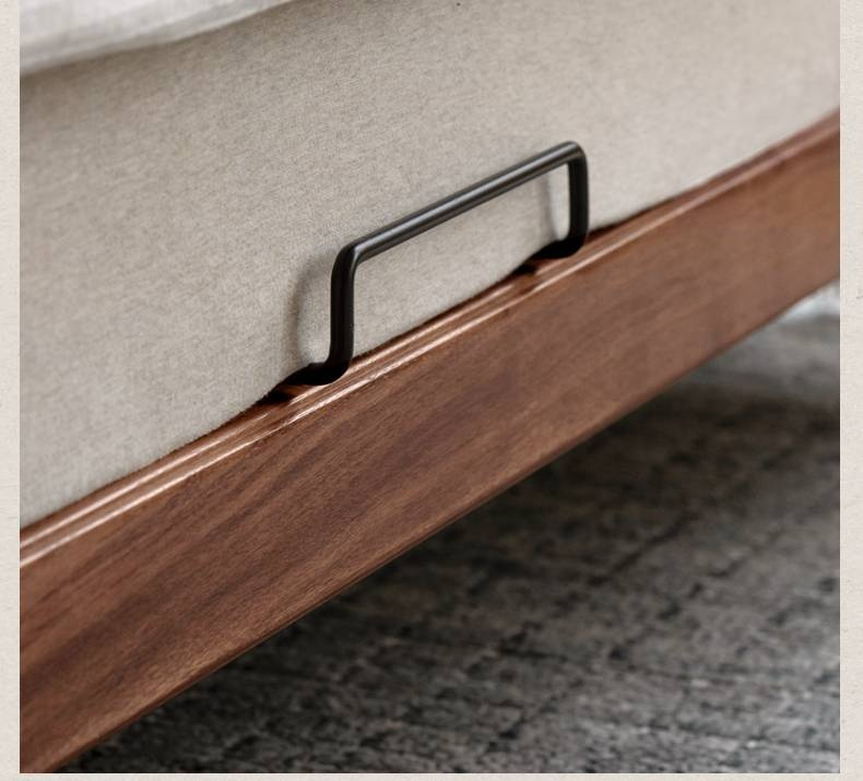 North American Black Walnut, Oak Technical Cloth Organic Leather Soft Suspended Bed
