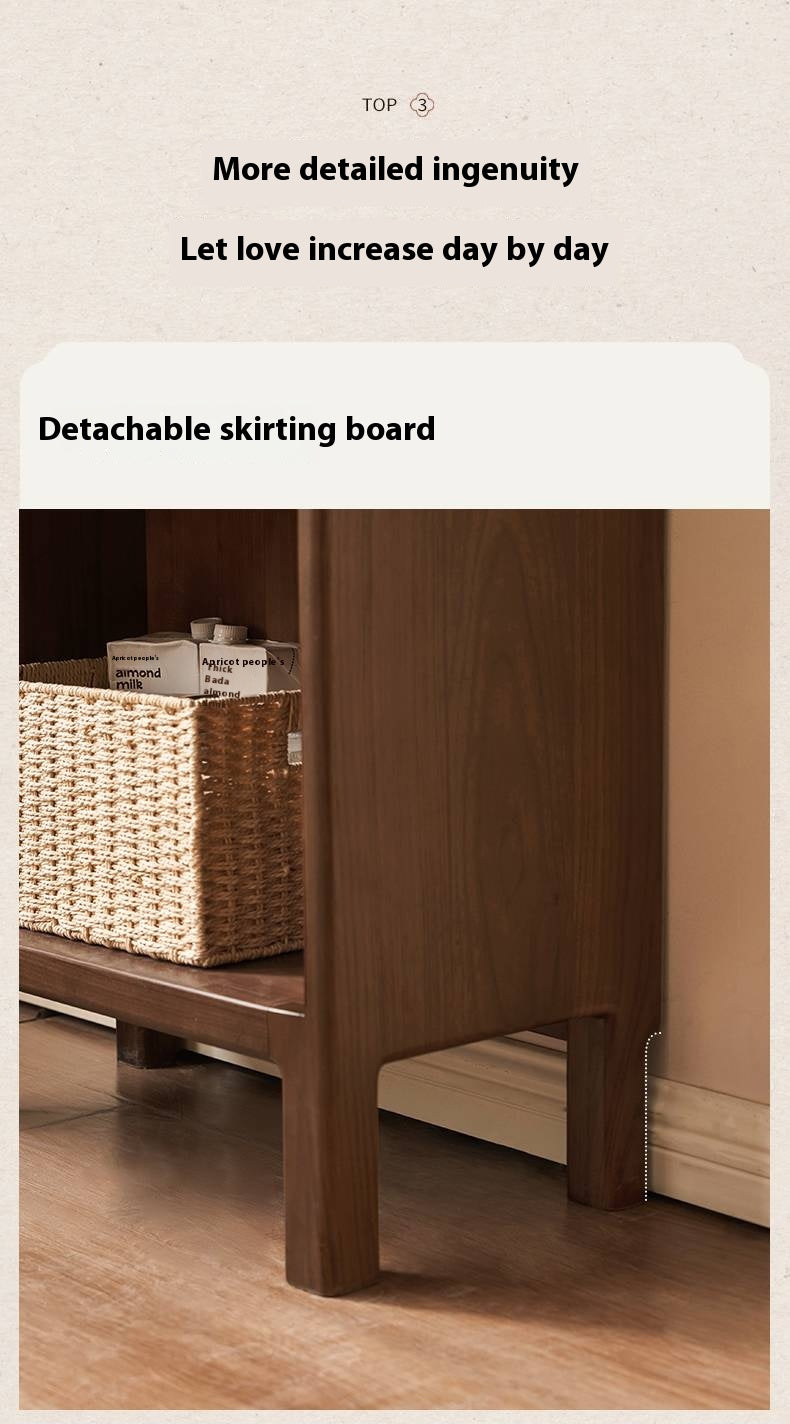 Black Walnut, Oak Solid Wood Nordic Bookcase with Glass Door