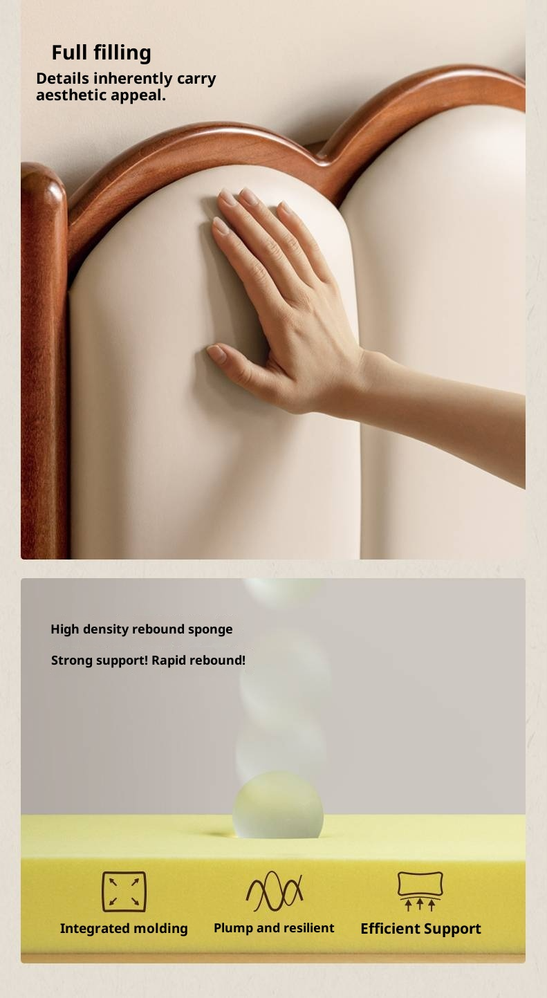 Poplar Solid Wood Bed, French Retro Style Piano Key Bed