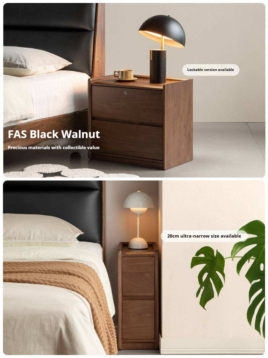 Black Walnut, Sandalwood Solid Wood Nightstand.