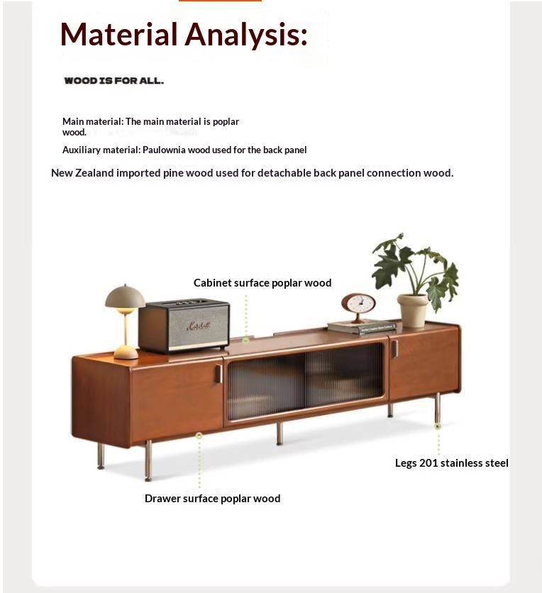 Poplar Solid Wood Retro High Locker TV Cabinet.