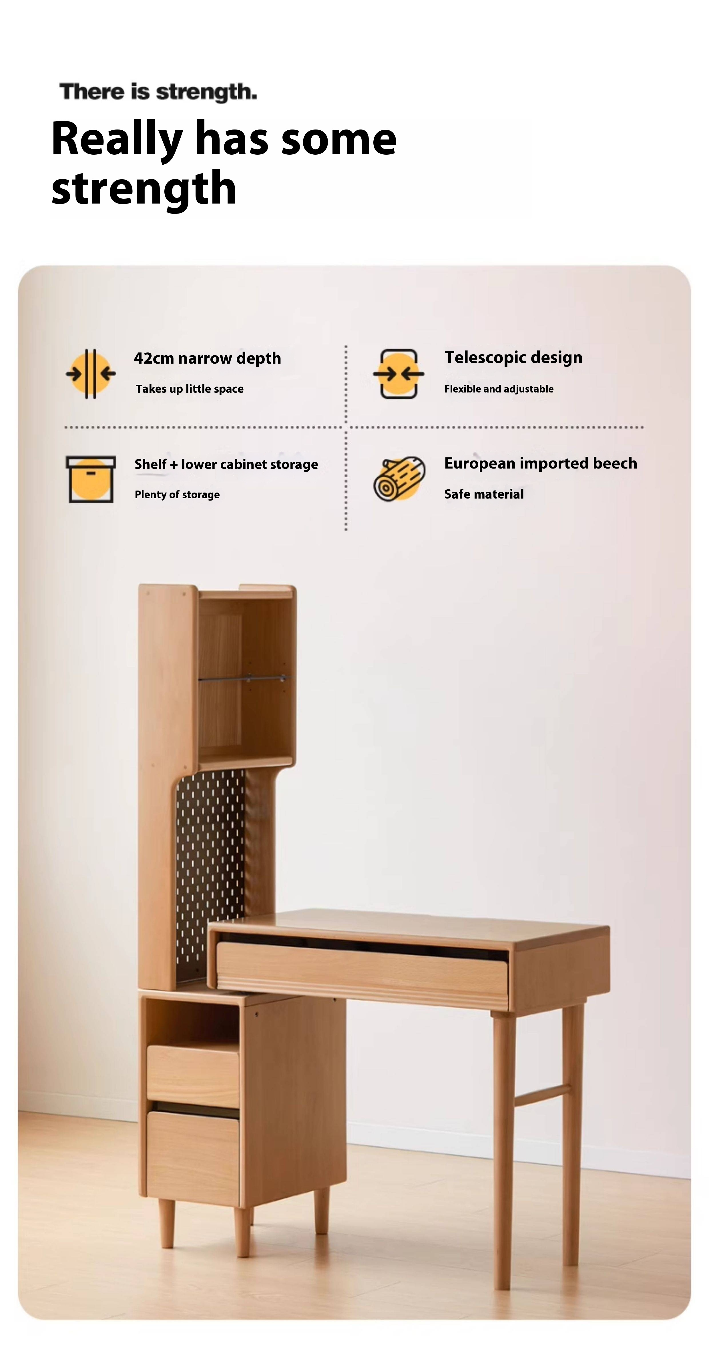 European Beech Solid Wood Retractable Modern Dressing Table