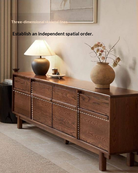 Ash Solid Wood Wabi-sabi Style TV Cabinet