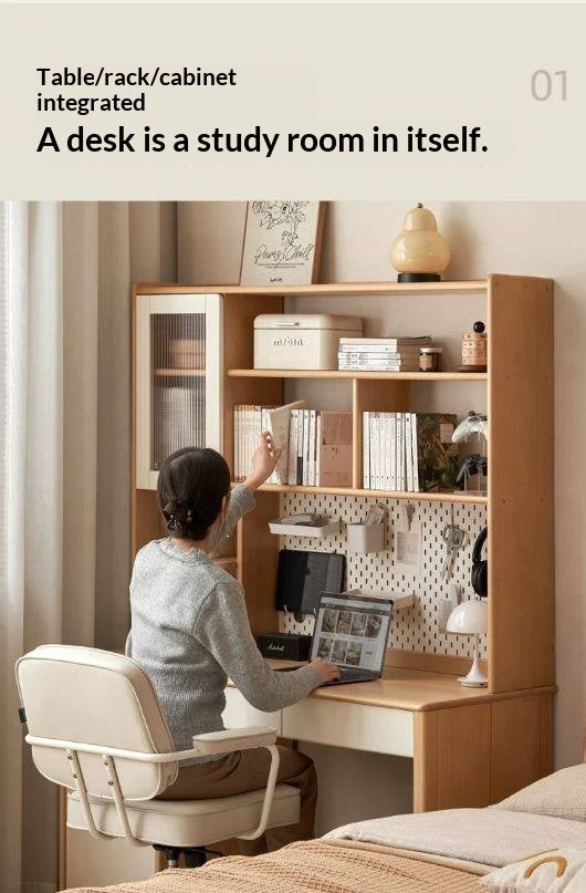 Beech Solid Wood Kids Desk Combination