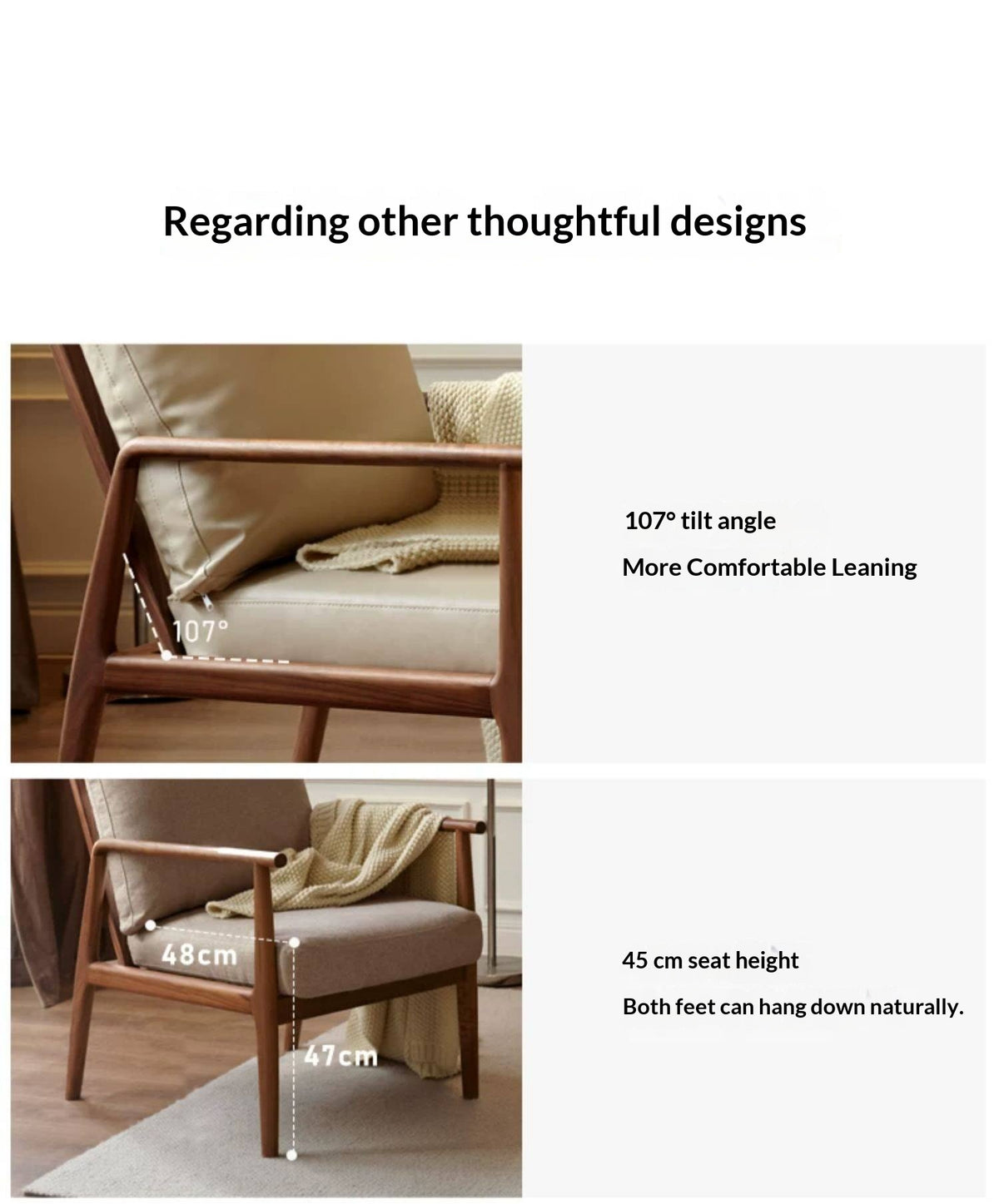 Black Walnut, Cherry, Sandalwood, Oak Solid Wood Leisure Armchair