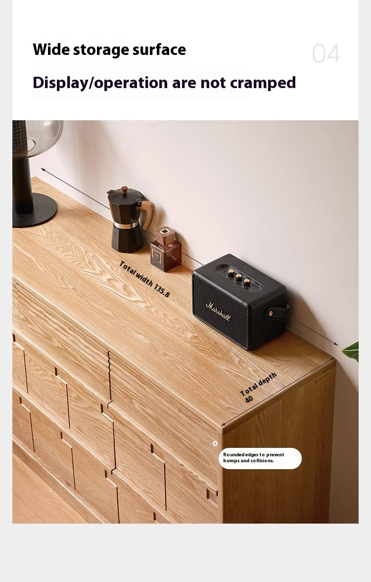 Oak Solid Wood Seven Bucket Drawer Cabinet