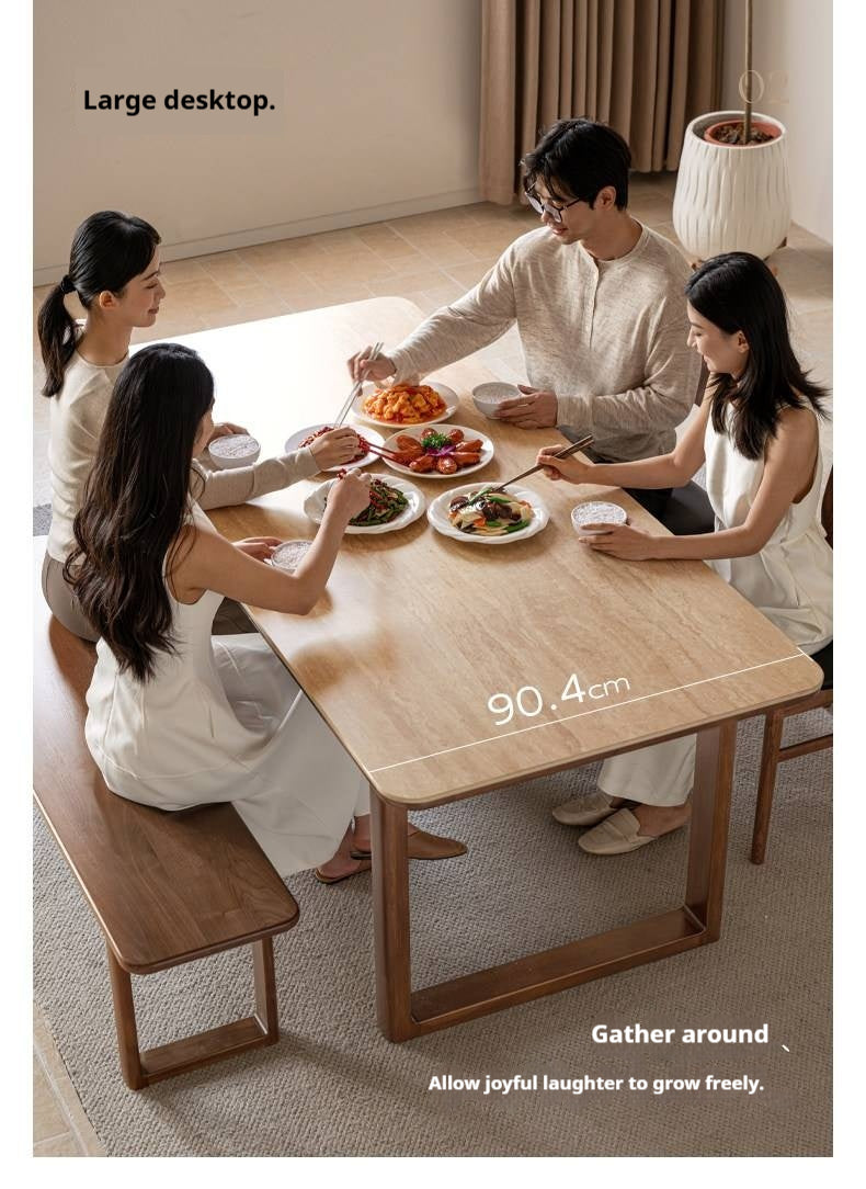 Solid Longan Hardwood Slab Dining Table with Antique-Inspired Retro Design