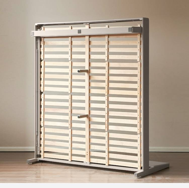 Poplar Solid Wood Floating Bed with Lights, Modern Minimalist