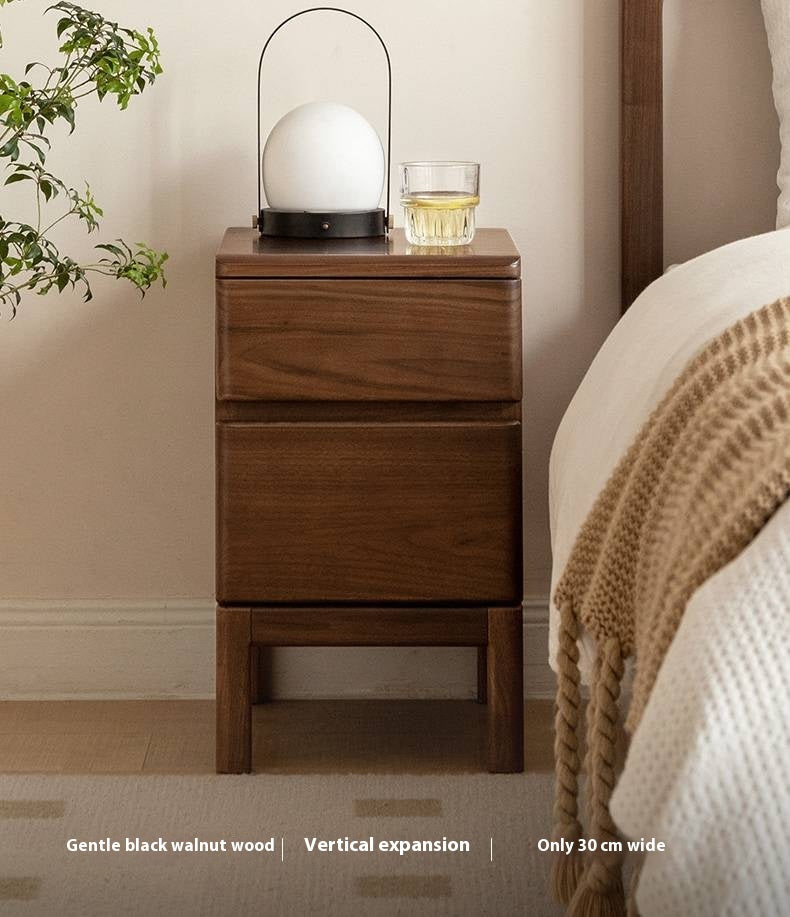 Black Walnut, Ash Solid Wood Storage Nightstand