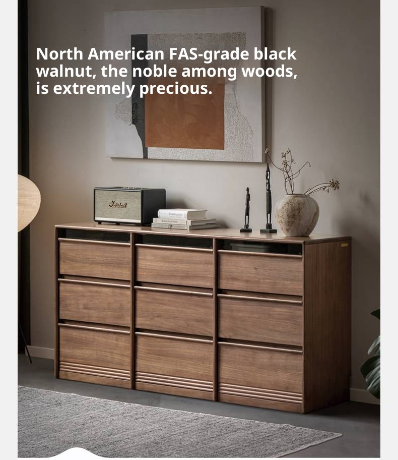 Black Walnut Solid Wood Nine-Drawer Chest