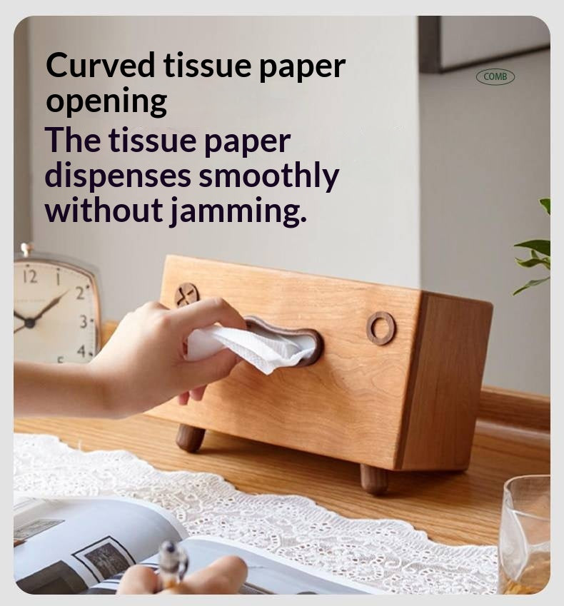 Cherry Solid Wood Tissue Box with Clean Minimal Design