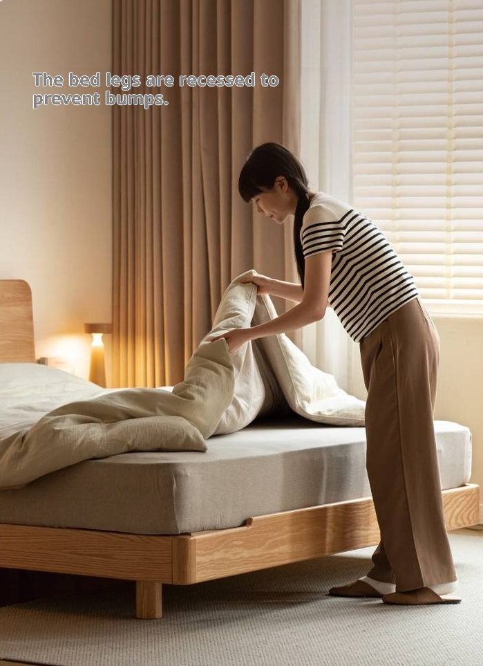 Oak, Ash Solid Wood Luminous Suspended Bed, Nordic Style