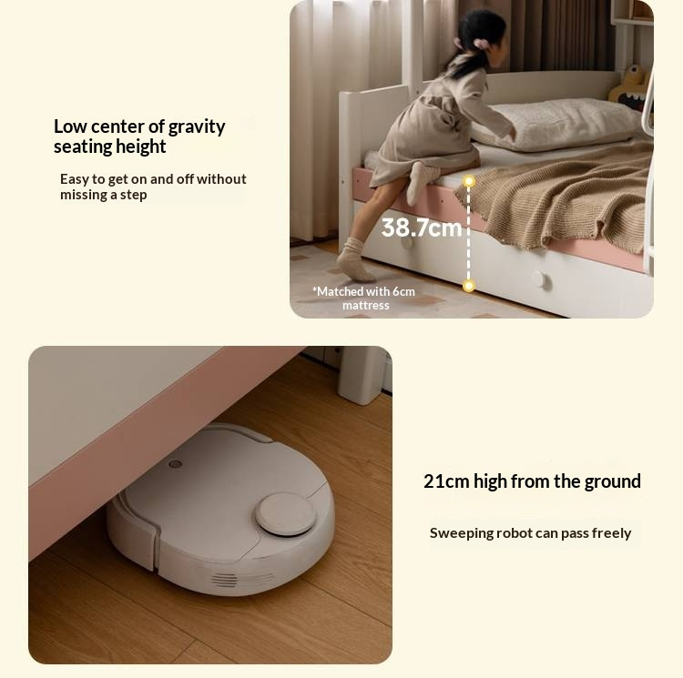 Rubberwood Solid Wood Children's Princess Storage Bunk Bed