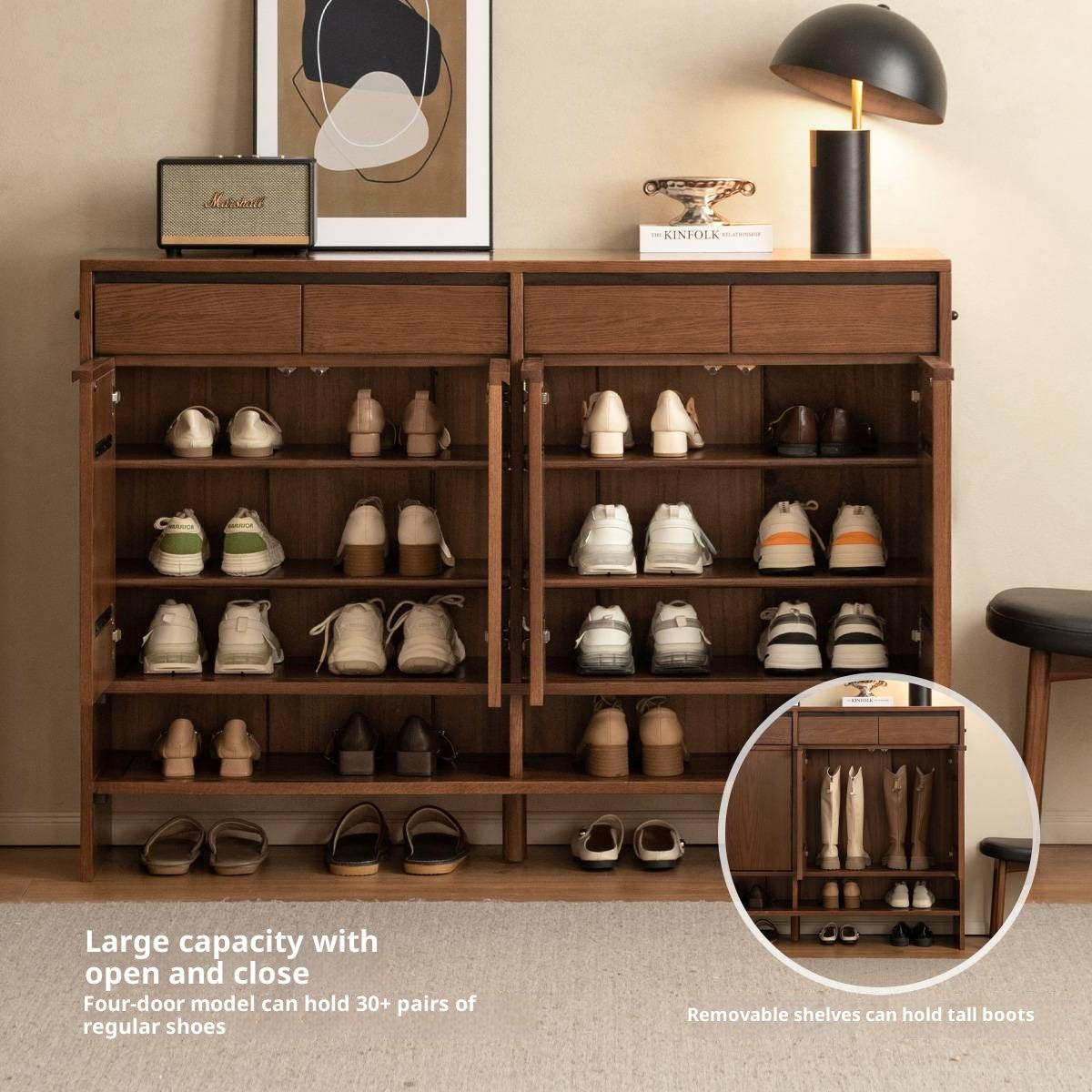 Oak Solid Wood Capacity Shoe Cabinet