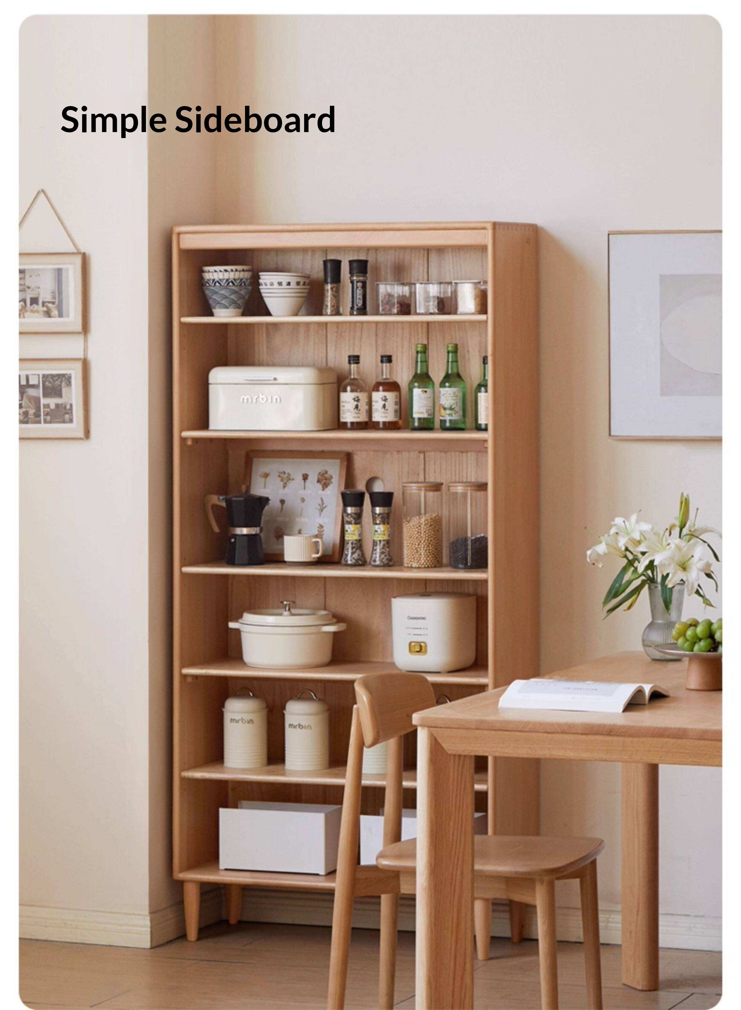Beech Solid Wood Bookshelf Combination, Open Storage Cabinet