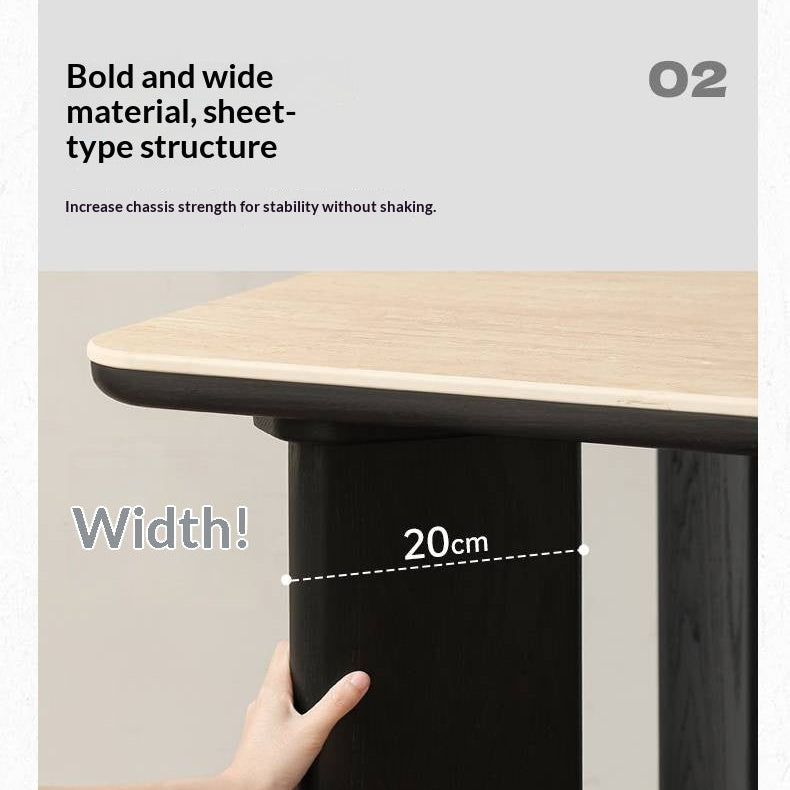 Oak Solid Wood Modern Cave Stone Rock Plate Dining Table