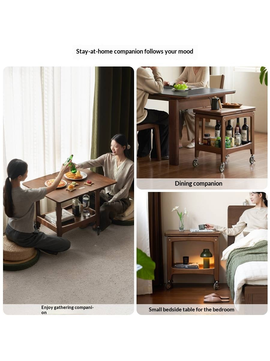 Black Walnut Solid Wood Movable Folding Modern Side Table