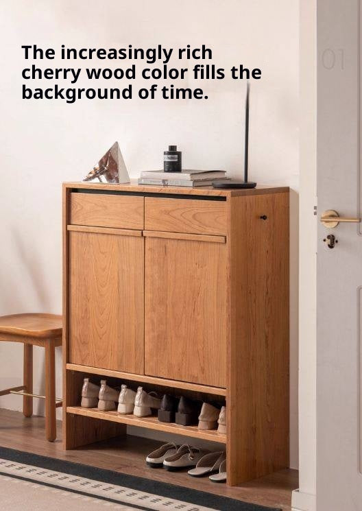 Cherry Solid Wood Modern Shoe Cabinet