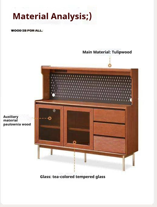 Tulipwood, Black Walnut Solid Wood Retro Sideboard