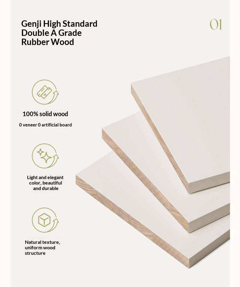 Solid Rubberwood TV Cabinet French Cream Style and Integrated Storage