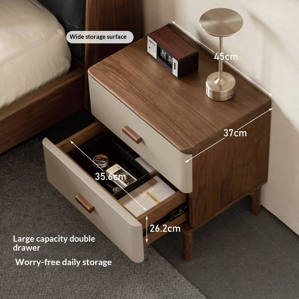 Black Walnut Solid Wood Italian Light Luxury Nightstand