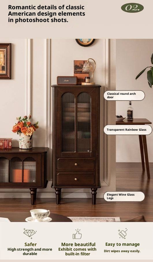 Poplar Solid Wood American Retro Side Cabinet