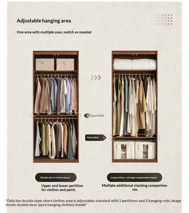 Oak Solid Wood Wardrobe with Modern Minimalist Design
