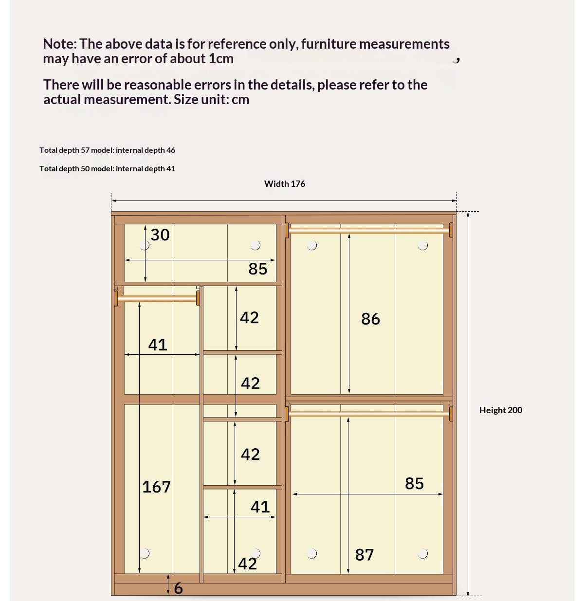 Oak solid wood Wardrobe with Flat Panel Doors and Groove Handles