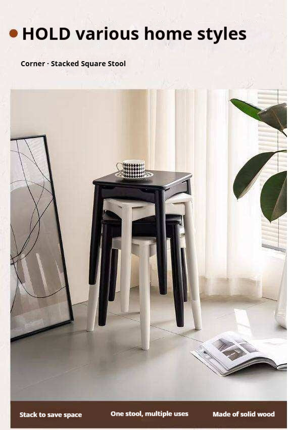 Solid Rubberwood Square Stools