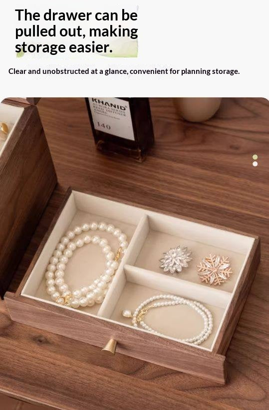 Black Walnut Solid Wood Jewelry Box with Large Capacity for Earrings and Necklaces