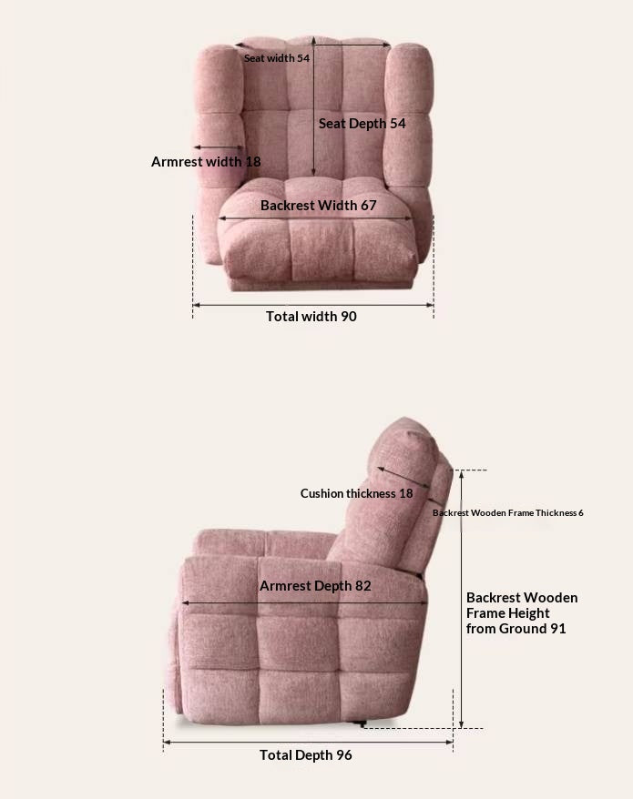 French Modern Recliner Accent Chair in Fabric