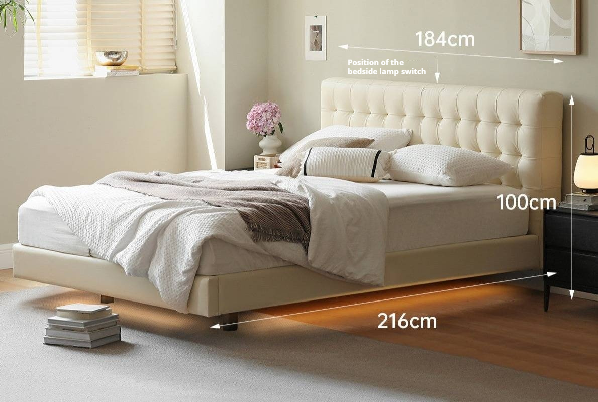 Suspended Organic Leather Bed, Genuine Leather Bed