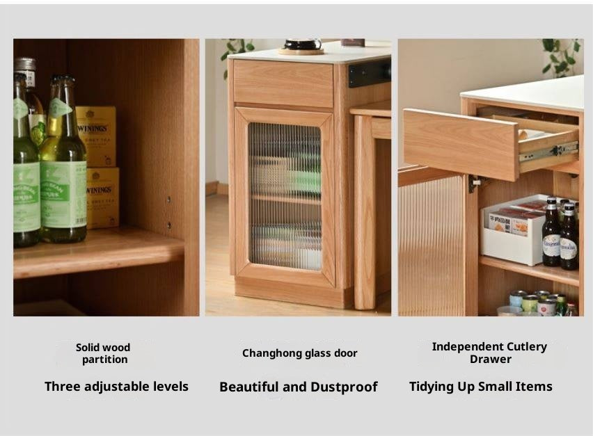 Oak, Beech Solid Wood Modern Rock Plate Island Table