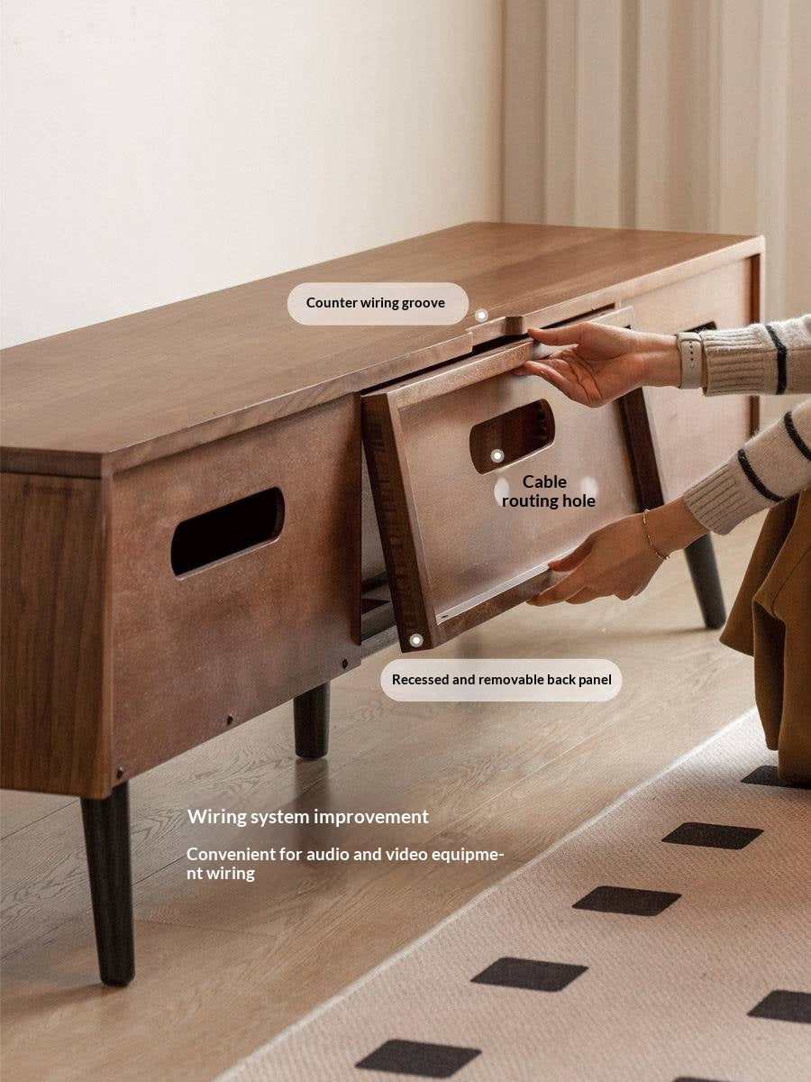 Black Walnut, Solid Sandalwood TV Cabinet Modern Simple.