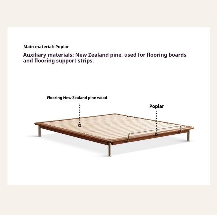 Poplar Solid Wood Platform Bed — No Headboard, Vintage Bauhaus Edge Style
