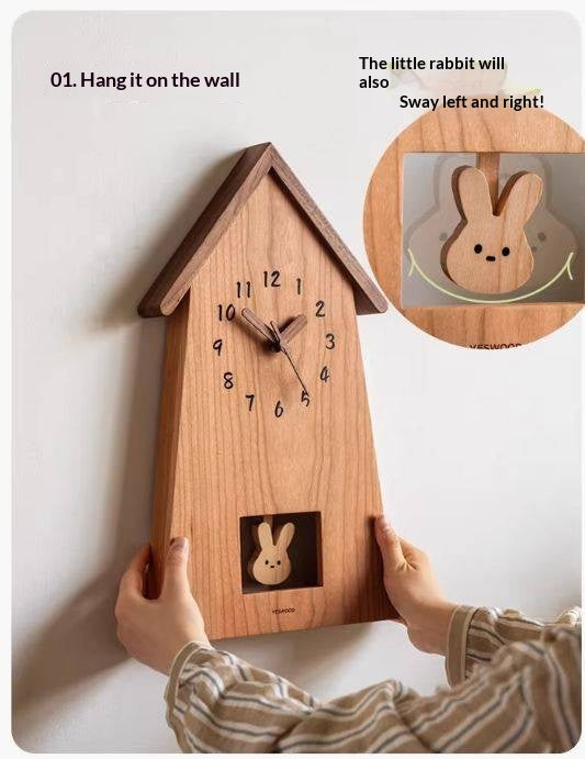 Cherry Solid Wood Nordic Style Eco Friendly Wall Clock