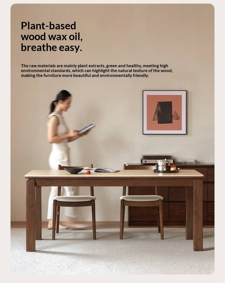 Black Walnut Solid Wood Vintage Travertine Slab Dining Table