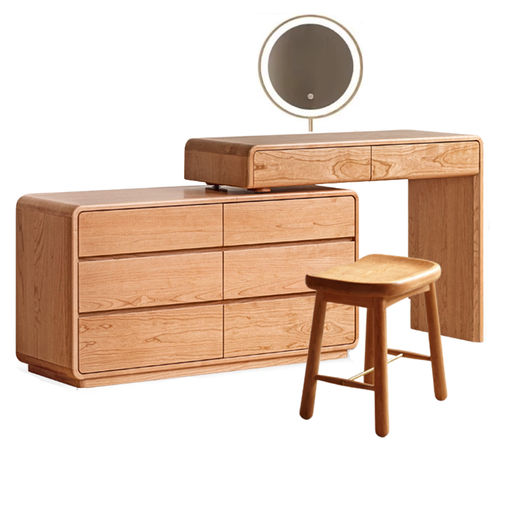 Cherry Solid Wood Retractable Dressing Table