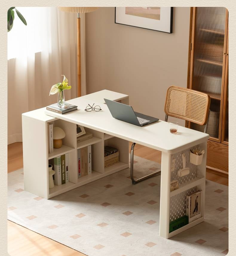 Rubberwood Solid Wood Cream Style Office Desk