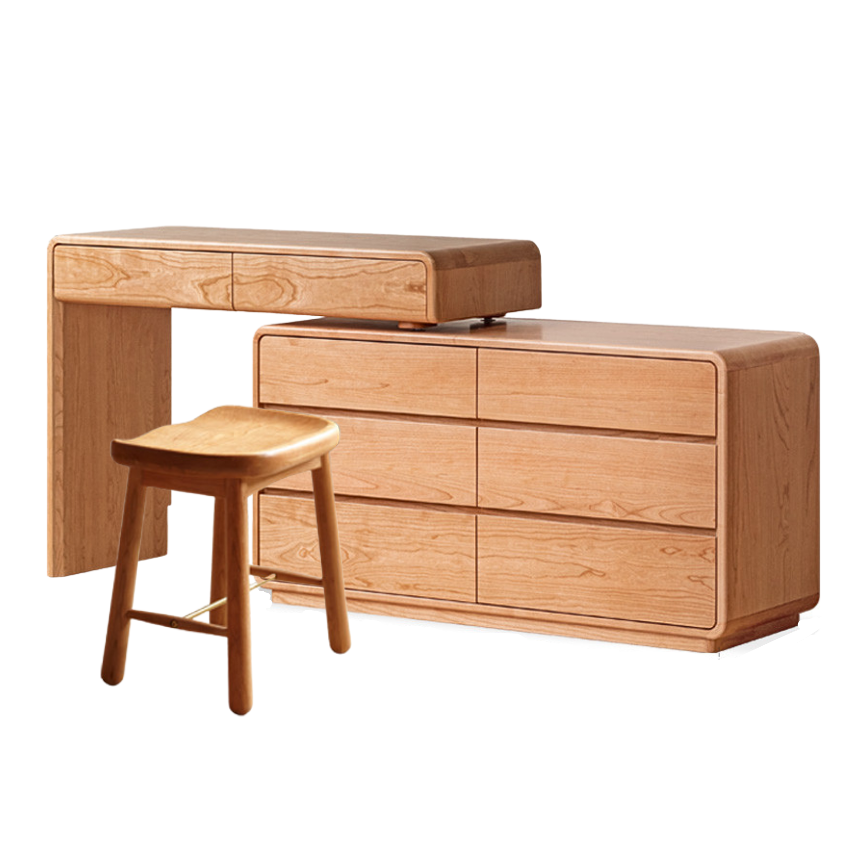 Cherry Solid Wood Retractable Dressing Table