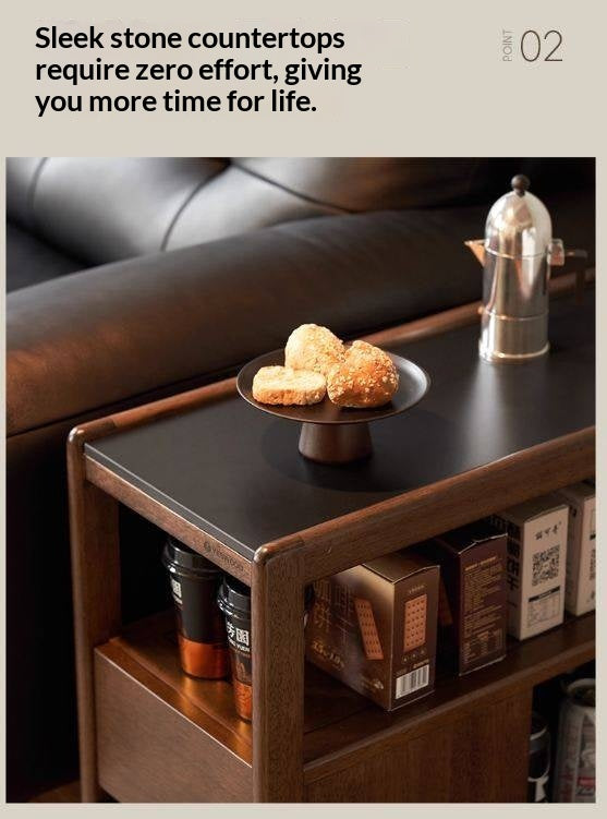 Sandalwood Solid Wood Italian Style Light Luxury Rock Board Side Table