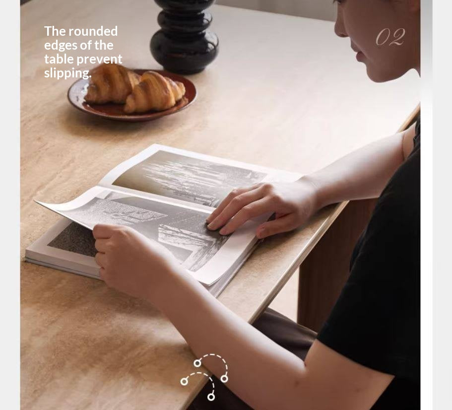 Black Walnut Solid Wood Travertine Slab Light Luxury Dining Table