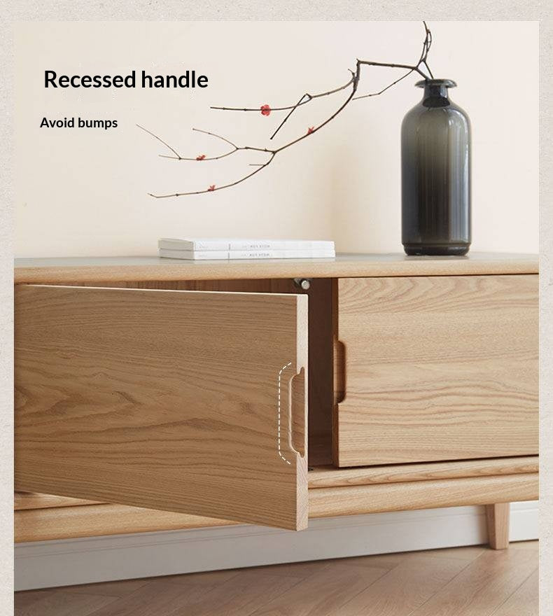 Ash Solid Wood Simple Floor TV Cabinet.