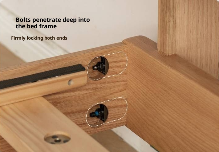 Oak, Ash Solid Wood Luminous Suspended Bed, Nordic Style