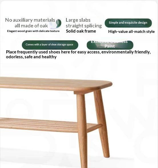 Oak, Solid Rubberwood Shoe Bench