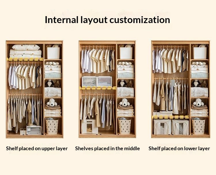 Oak Solid Wood Kids Wardrobe Combination