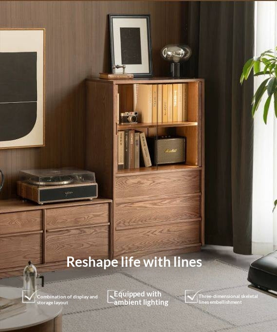 Ash Solid Wood Genuine Leather High Back Sofa